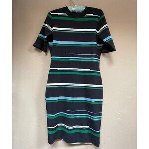 GREY Jason Wu Women's Small Crewneck Short Sleeve Multicolor Striped Knit Dress
